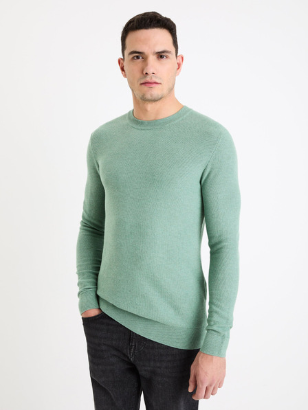 Celio Zöld férfi basic pulóver Celio Bepic