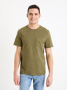 Celio Khaki színű férfi basic póló Celio Gepik