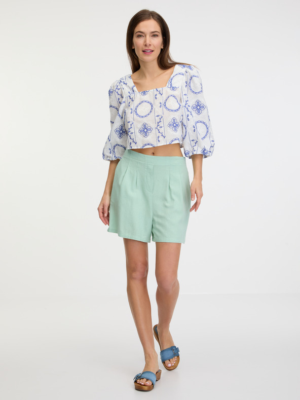 Vero Moda Világoszöld női lenvászon keverék rövidnadrág Vero Moda Jesmilo