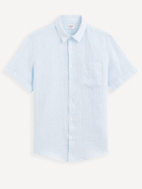 Celio Világoskék férfi csíkos lenvászon ing Celio Damarlin