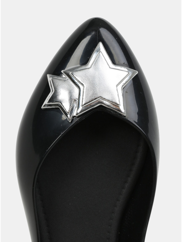 Zaxy Fekete fényes balerinák ezüstszínű részletekkel Zaxy Chic