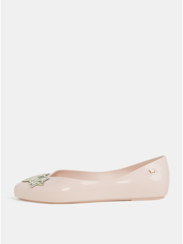 Zaxy Világos rózsaszín fényes balerinák aranyszínű részletekkel Zaxy Chic