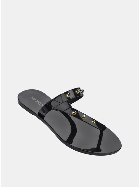 Zaxy Fekete fényes flip flop arany részletekkel Zaxy Spike