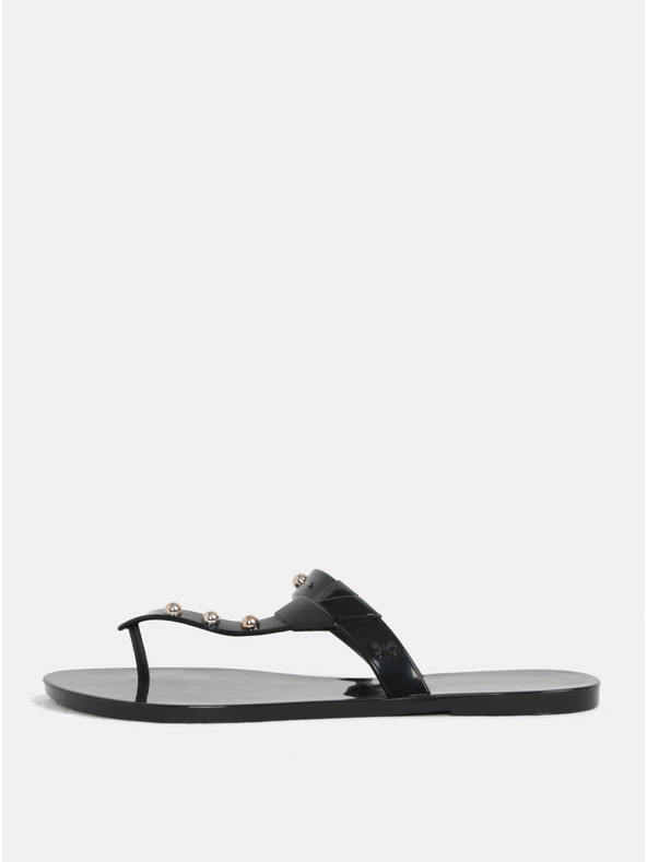 Zaxy Fekete fényes flip flop arany részletekkel Zaxy Spike