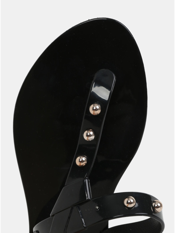 Zaxy Fekete fényes flip flop arany részletekkel Zaxy Spike