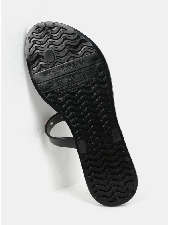 Zaxy Fekete fényes flip flop arany részletekkel Zaxy Spike