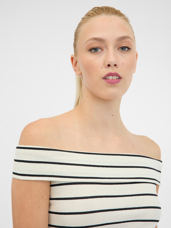 Orsay ORSAY fehér-fekete női rövid ujjú póló