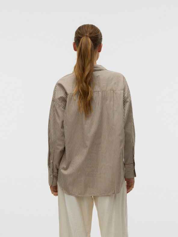 AWARE by VERO MODA Barna női csíkos póló AWARE by VERO MODA