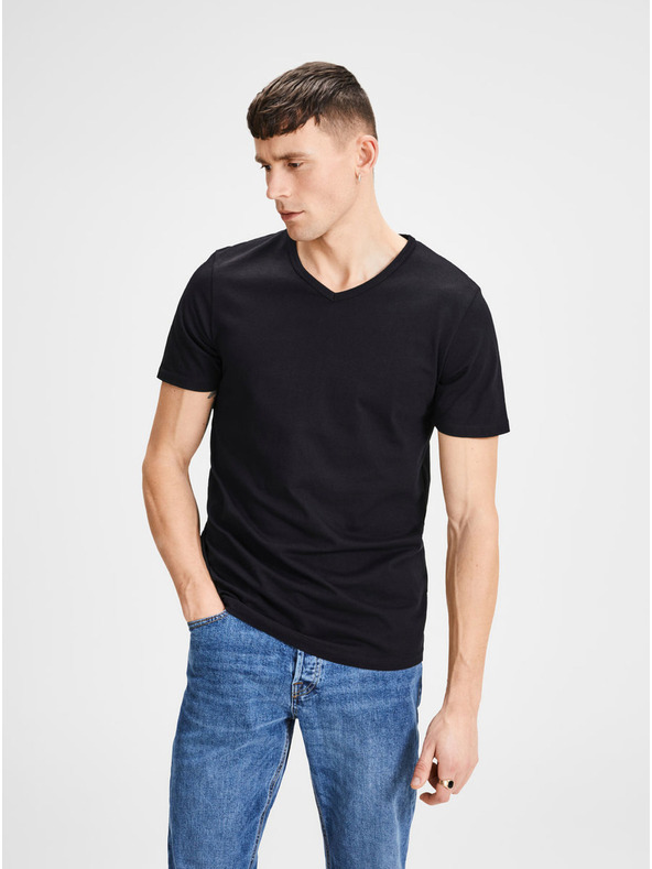 Jack & Jones Jack & Jones két darab fekete, v-nyakú pólóból álló alapkészlet Jack & Jones