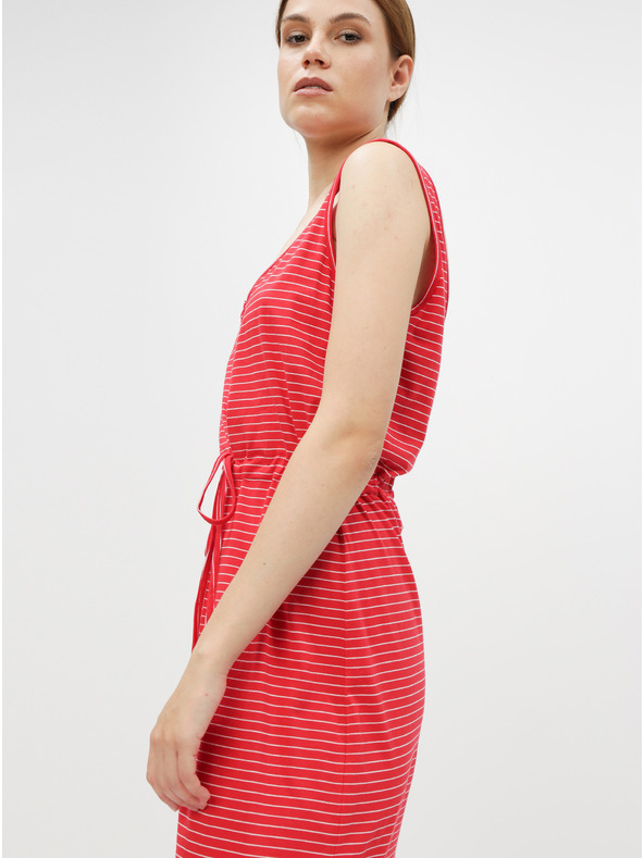 Vero Moda Piros csíkos, gombos és hasított maxiruha VERO MODA Daina Daina