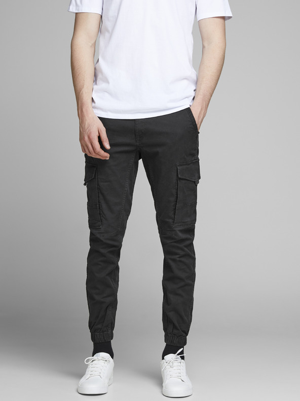 Jack & Jones Fekete, szűkített szabású nadrág Jack & Jones Paul
