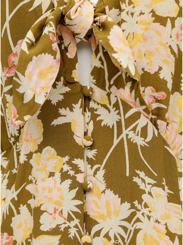 Pieces Khaki színű virágos maxiruha Pieces Polly