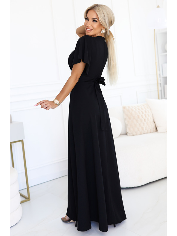 numoco Hosszú JENNIFER ruha hasítékkal - fekete