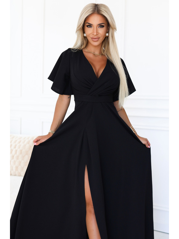 numoco Hosszú JENNIFER ruha hasítékkal - fekete