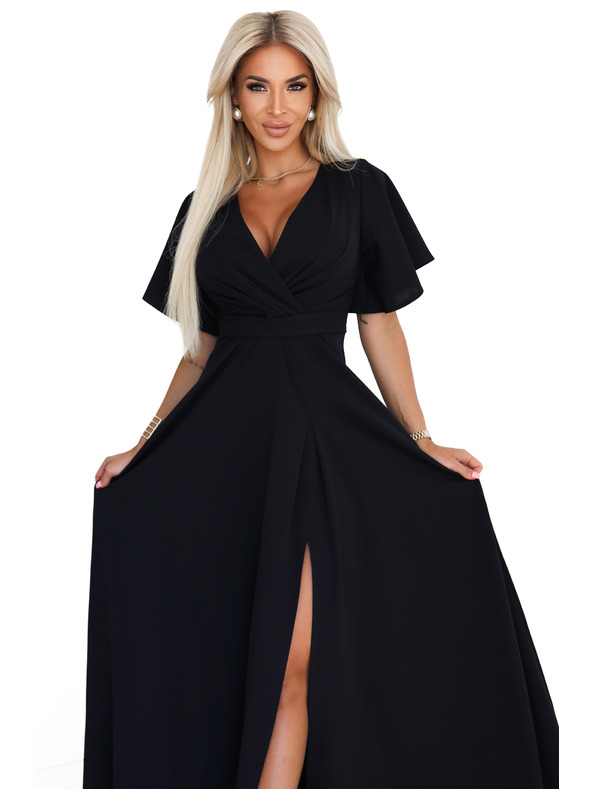 numoco Hosszú JENNIFER ruha hasítékkal - fekete