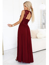numoco Hosszú LEA ruha csipke kivágással és oldalsó hasítékkal - bordó