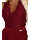 numoco Hosszú LEA ruha csipke kivágással és oldalsó hasítékkal - bordó