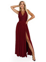 numoco Hosszú LEA ruha csipke kivágással és oldalsó hasítékkal - bordó