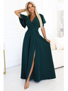 numoco Hosszú JENNIFER ruha oldalsó hasítékkal - palackzöld