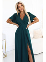 numoco Hosszú JENNIFER ruha oldalsó hasítékkal - palackzöld