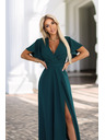 numoco Hosszú JENNIFER ruha oldalsó hasítékkal - palackzöld