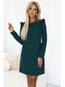 numoco Elegáns NELL ruha vállon fodrokkal - palackzöld