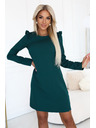 numoco Elegáns NELL ruha vállon fodrokkal - palackzöld