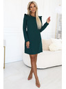 numoco Elegáns NELL ruha vállon fodrokkal - palackzöld