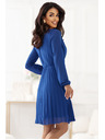 numoco Elegáns rakott ISABELLE ruha kivágással és hosszú ujjal - búzavirág kék