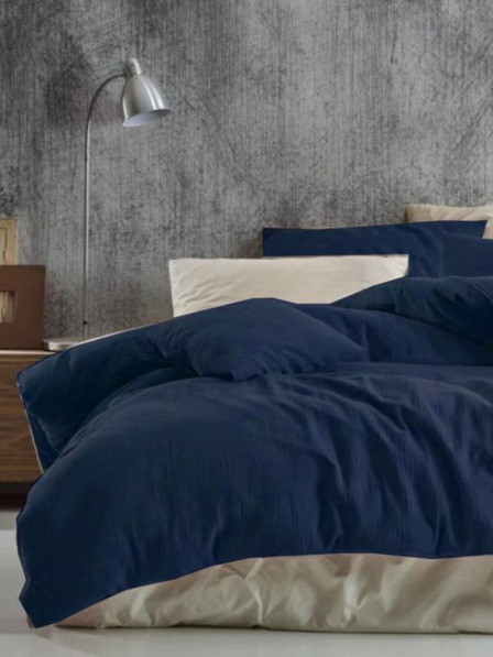 Kvalitex Hosszabbított muszlin párnahuzat 140x220, 70x90cm sötétkék Kvalitex