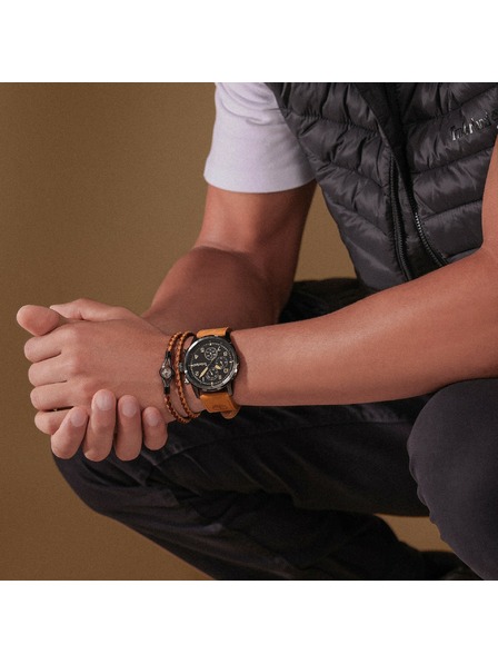 Timberland Férfi barna bőr dupla karkötő Timberland