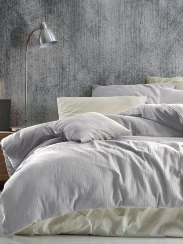 Kvalitex Francia muszlin ágynemű 240x200, 70x90cm világosszürke Kvalitex