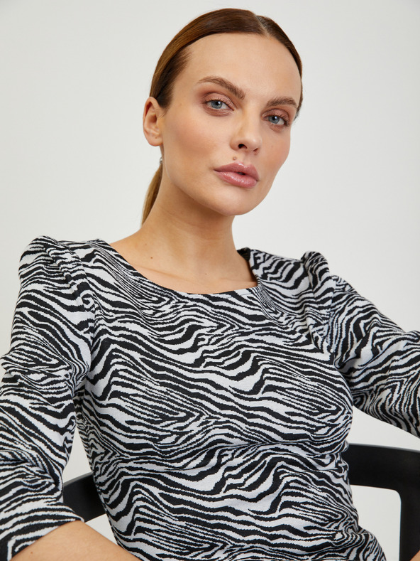 Orsay ORSAY fehér-fekete mintás női póló