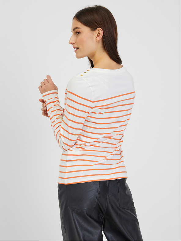 Orsay ORSAY narancsszín-fehér csíkos női pulóver