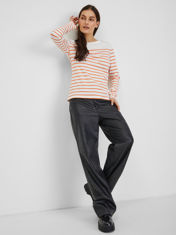 Orsay ORSAY narancsszín-fehér csíkos női pulóver