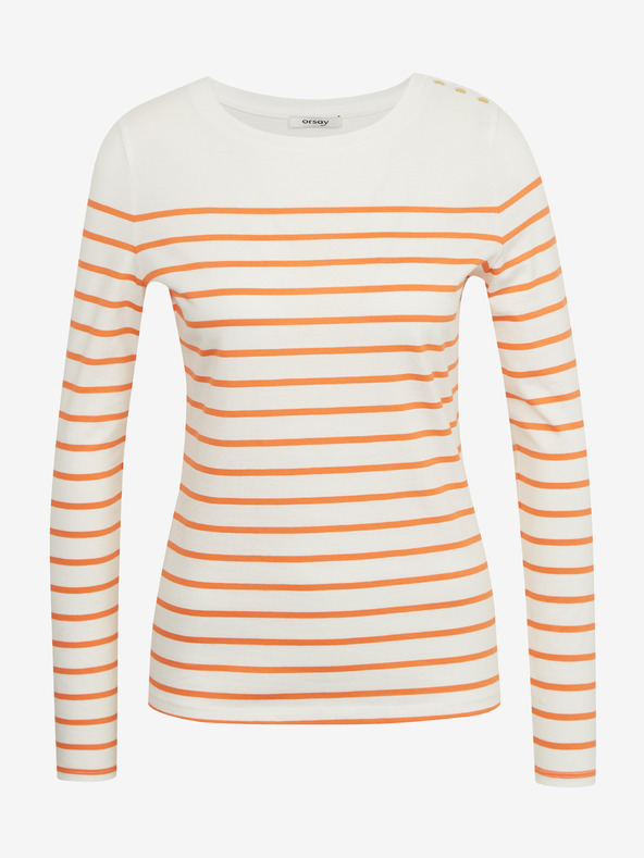Orsay ORSAY narancsszín-fehér csíkos női pulóver