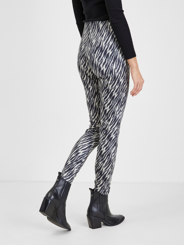 Orsay ORSAY fehér-fekete mintás műbőr női nadrág