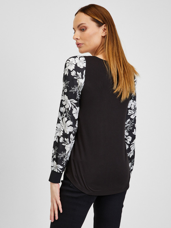 Orsay ORSAY fehér-fekete virágmintás női blúz