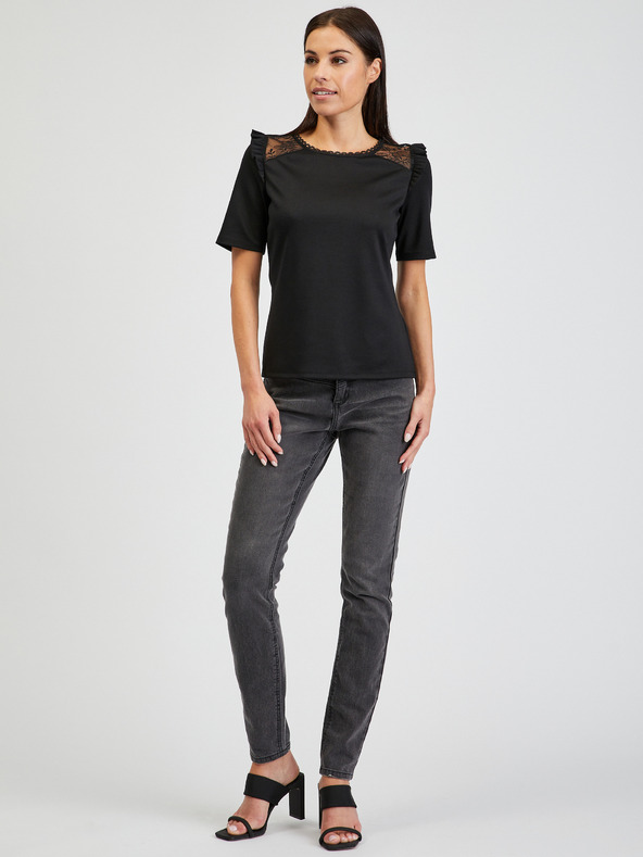 Orsay ORSAY fekete női póló hátul kivágással