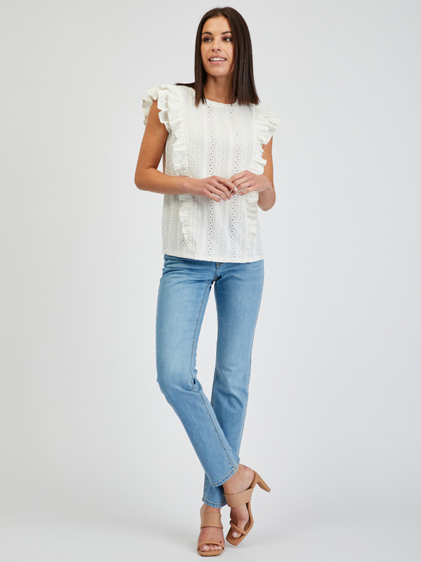 Orsay ORSAY fehér fodros női póló