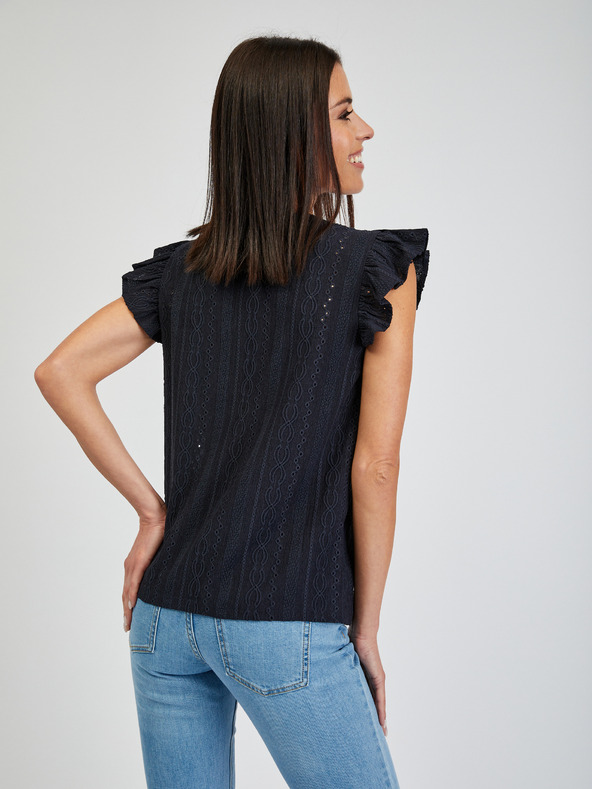 Orsay ORSAY Sötétkék női póló fodorral