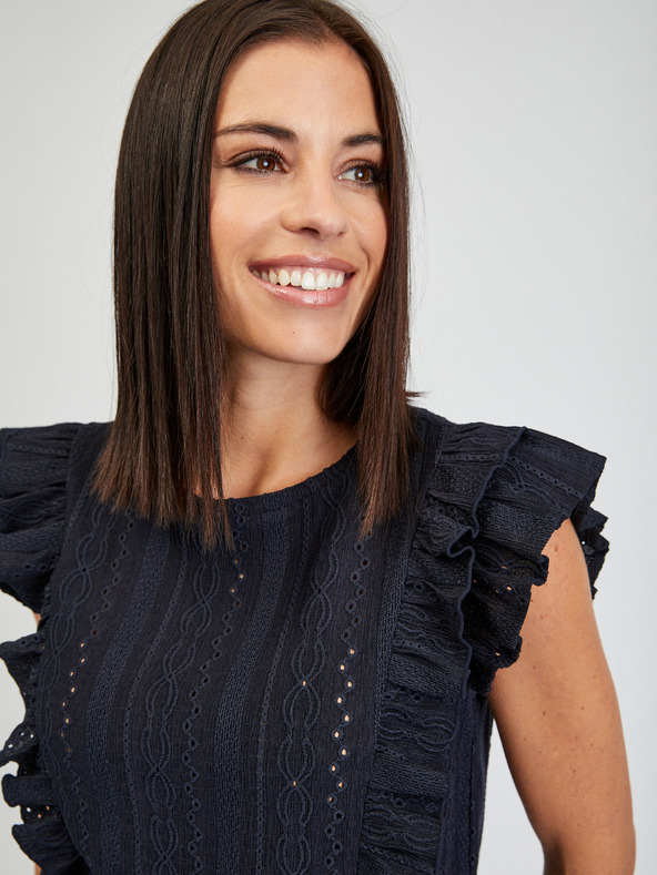 Orsay ORSAY Sötétkék női póló fodorral