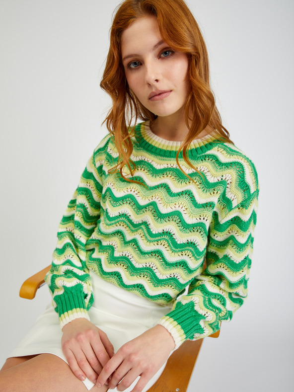 Orsay ORSAY zöld-sárga csíkos női pulóver