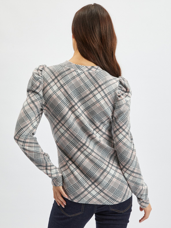 Orsay ORSAY rószaszín-szürke kockás női pulóver