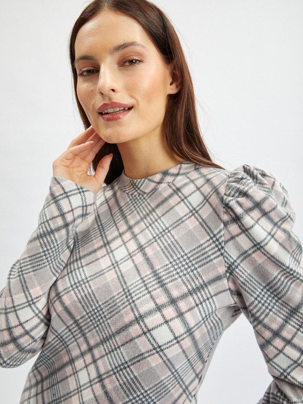 Orsay ORSAY rószaszín-szürke kockás női pulóver