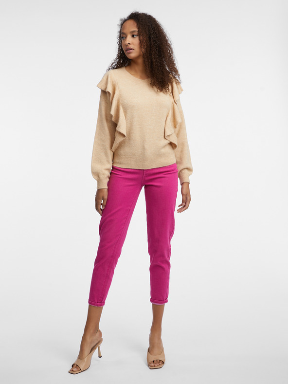 Orsay ORSAY bézs színű női fodros pulóver