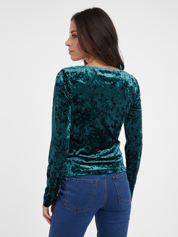 Orsay ORSAY petrol színű női bársony felső