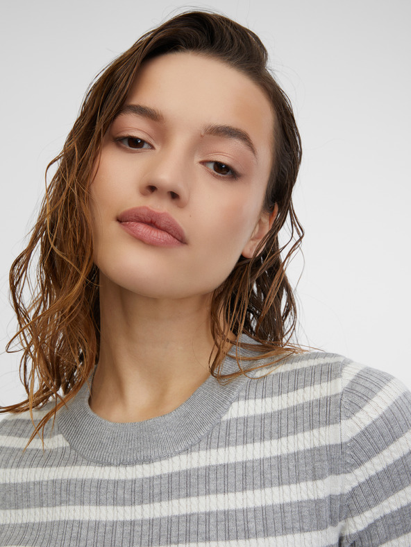 Orsay ORSAY világosszürke női csíkos kötött felső