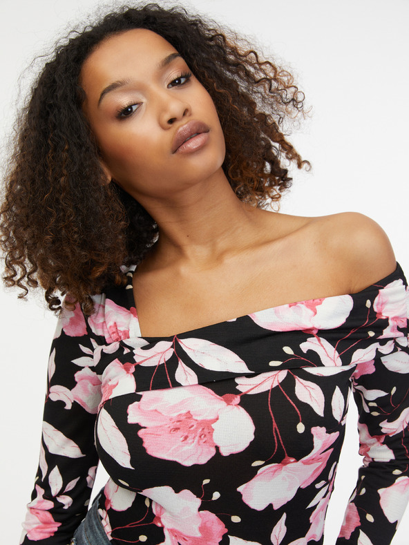 Orsay ORSAY rózsaszín és fekete női virágos felső