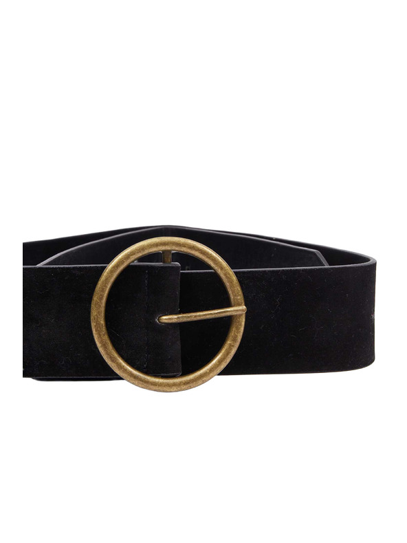 CAMAIEU Fekete öv kerek csattal